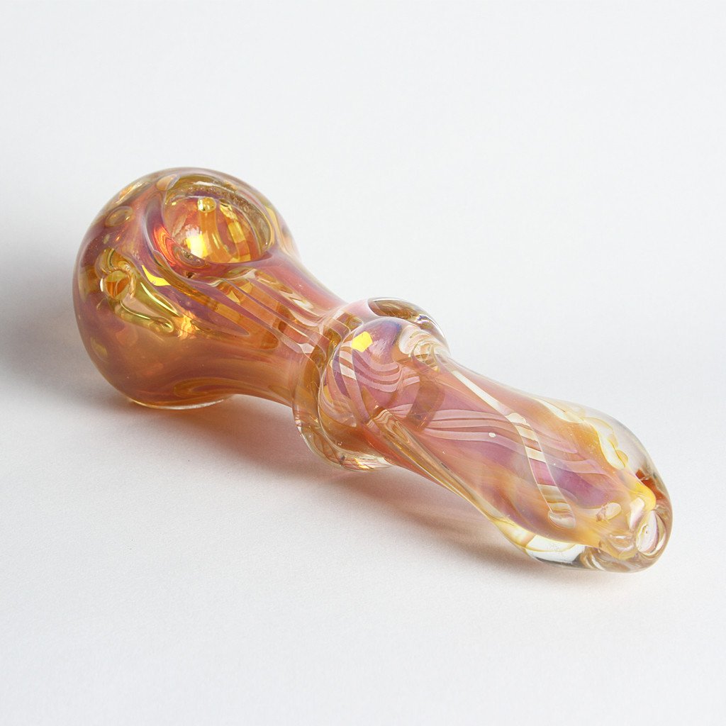 5" Pink and Gold Fumed Spoon Hand Pipe