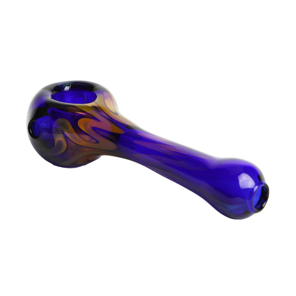 Blue and Orange Fume Squiggle Hand Pipe