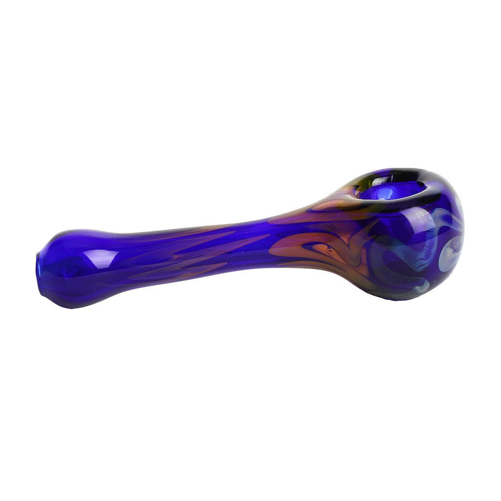 Blue and Orange Fume Squiggle Hand Pipe