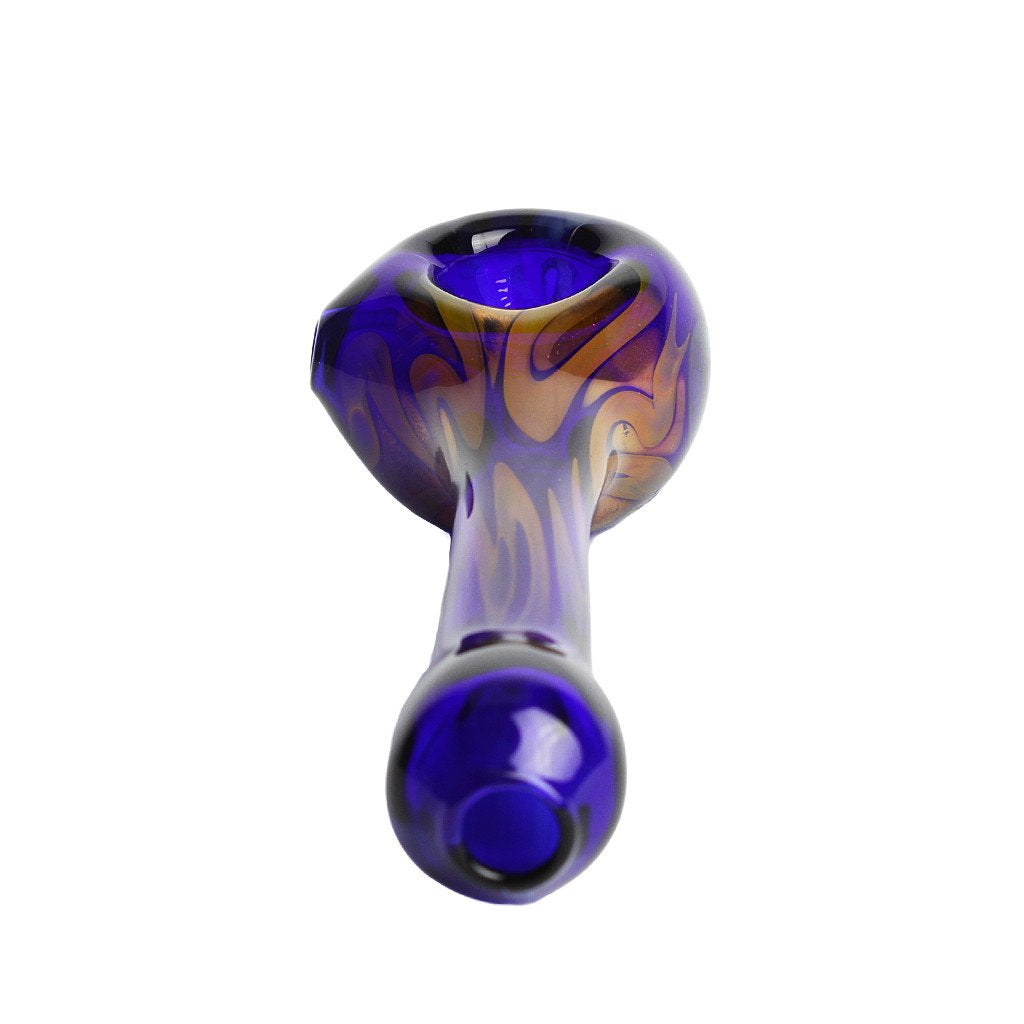 Blue and Orange Fume Squiggle Hand Pipe