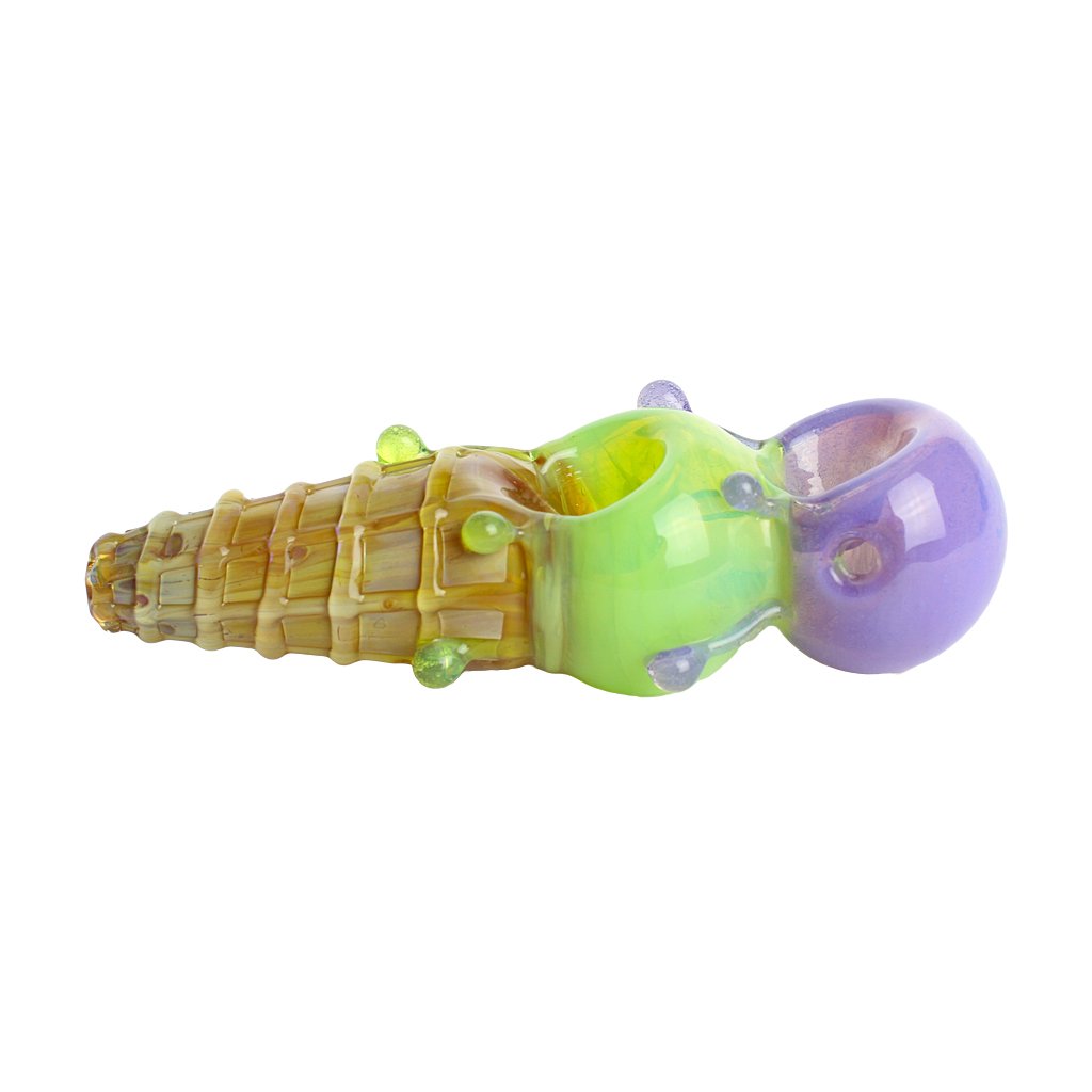 Munchies Double Scoop Ice Cream Cone Pipe Green and Purple from Mathematix