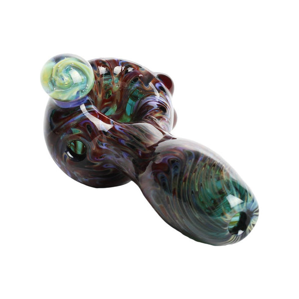 Red and Blue Galaxy Spoon Hand Pipe with Marble Accent 