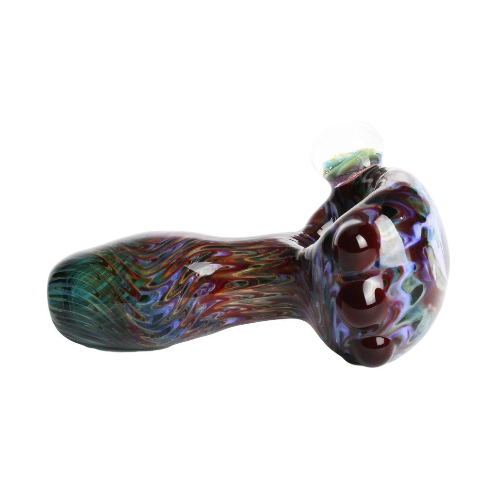 Red and Blue Galaxy Spoon Hand Pipe with Marble Accent 