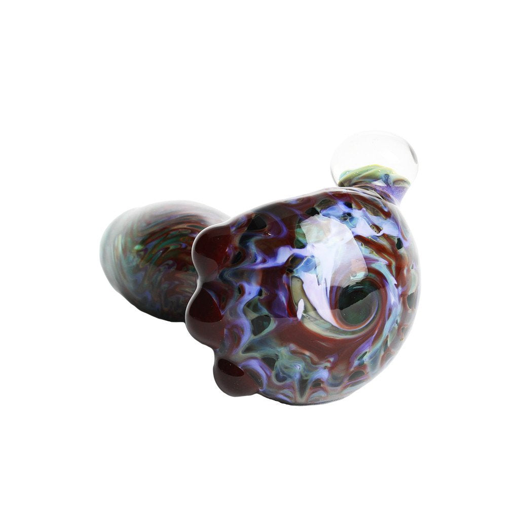 Red and Blue Galaxy Spoon Hand Pipe with Marble Accent 