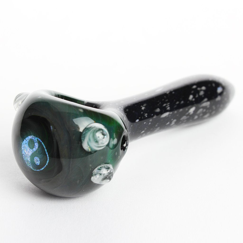 Green Speckled Peace Hand Pipe Spoon from Empire Glassworks
