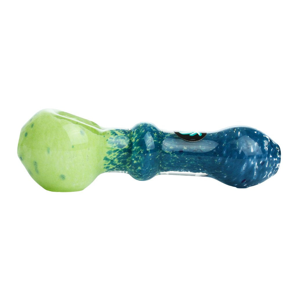 Green and Blue Double Colored Glass Frit Shotgun Spoon from Mathematix