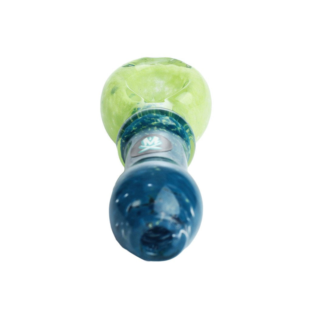 Green and Blue Double Colored Glass Frit Shotgun Spoon from Mathematix