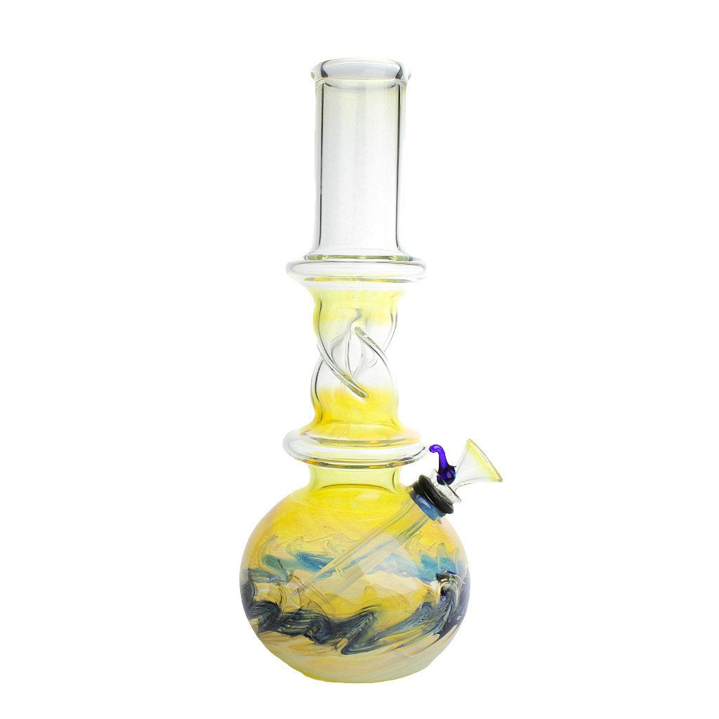 12" Twisty Neck Yellow and Blue Water Pipe