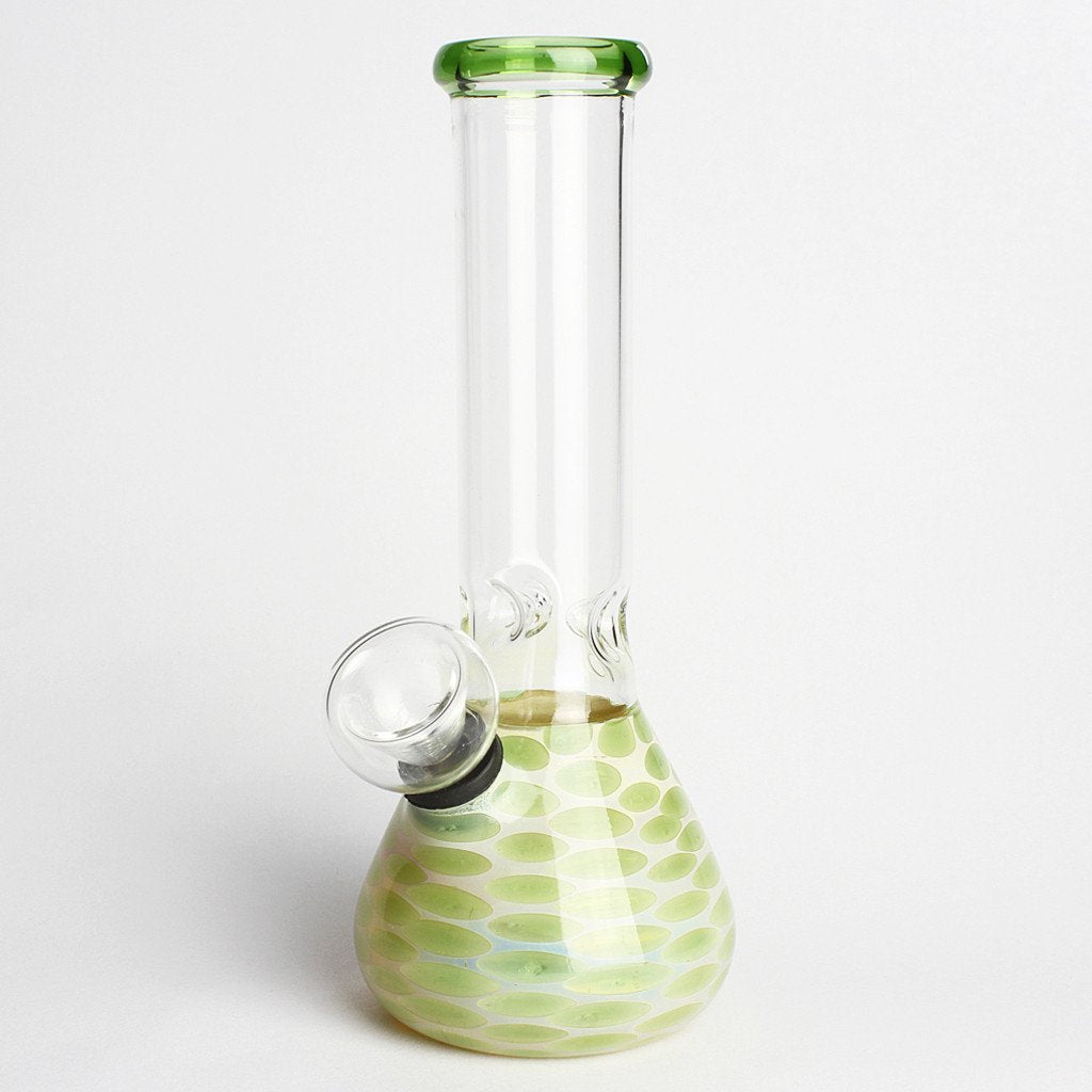 6" Tall Mini Polka Water Pipe with Green and White Dots