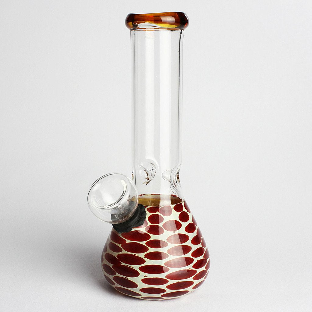 6" Tall Mini Polka Water Pipe with Red and White Dots