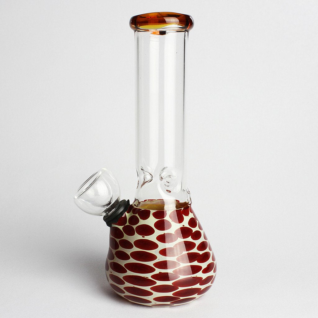 6" Tall Mini Polka Water Pipe with Red and White Dots