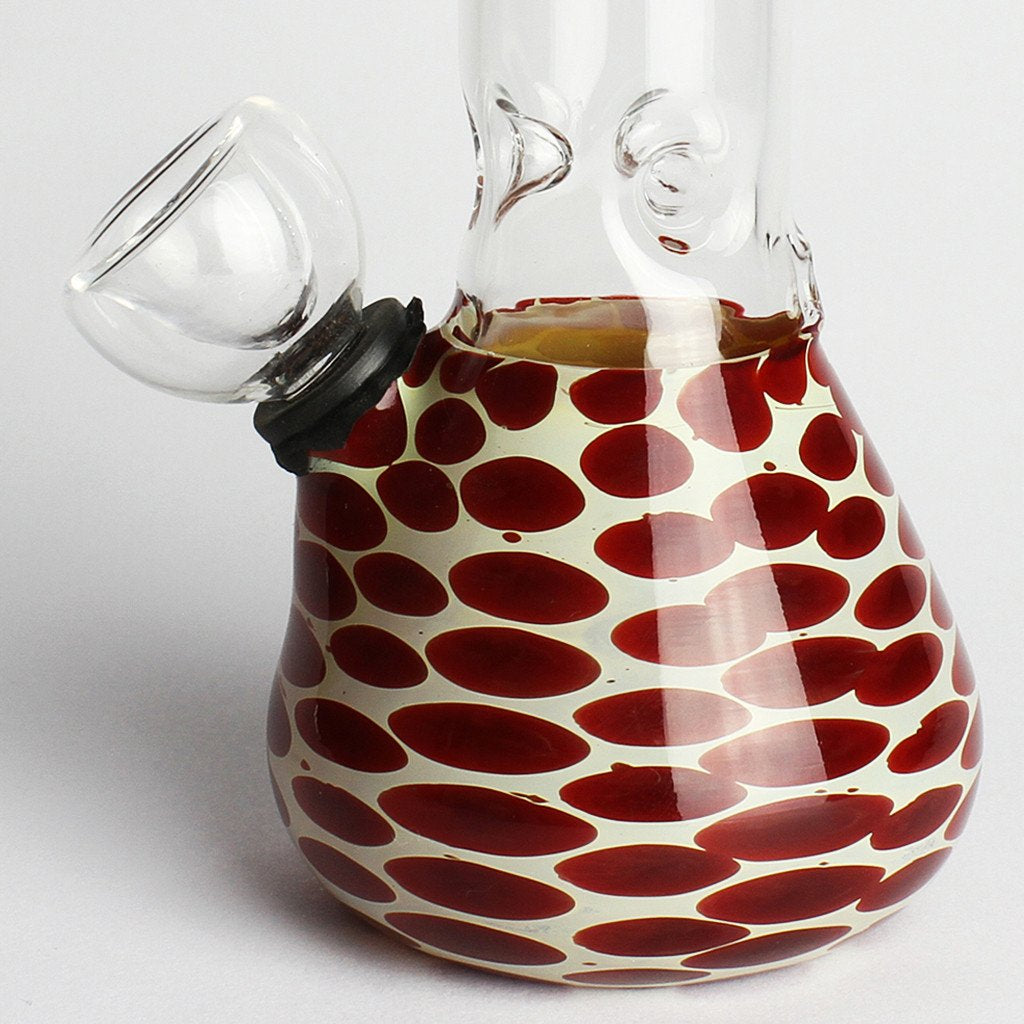 6" Tall Mini Polka Water Pipe with Red and White Dots